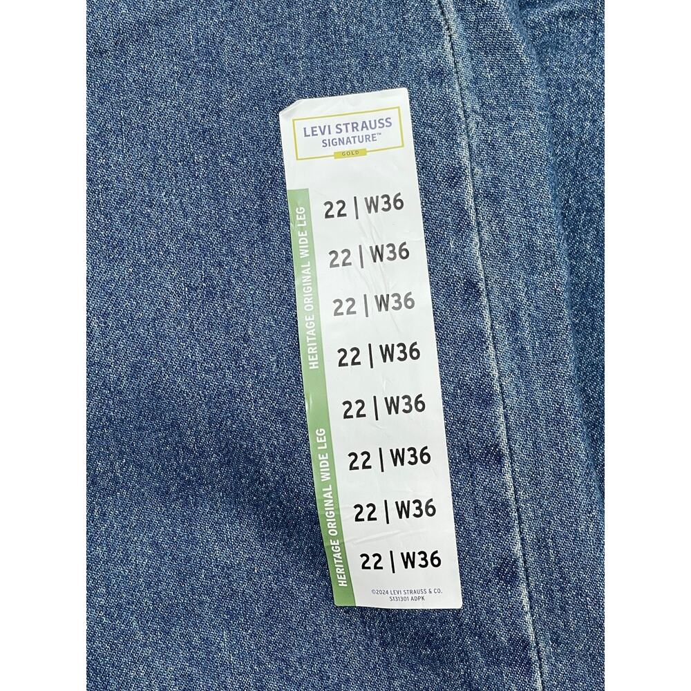 Levis Jeans Women 22 (W36) Blue Cotton Blend Stretch Mid-Rise Wide Leg NWT - Picture 7 of 10